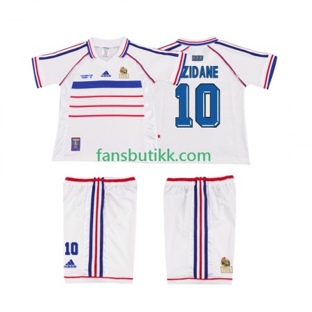 Fotballdrakt Frankrike ZIDANE 10 Barn Retro Bortetrøye 1998 Kortermet
